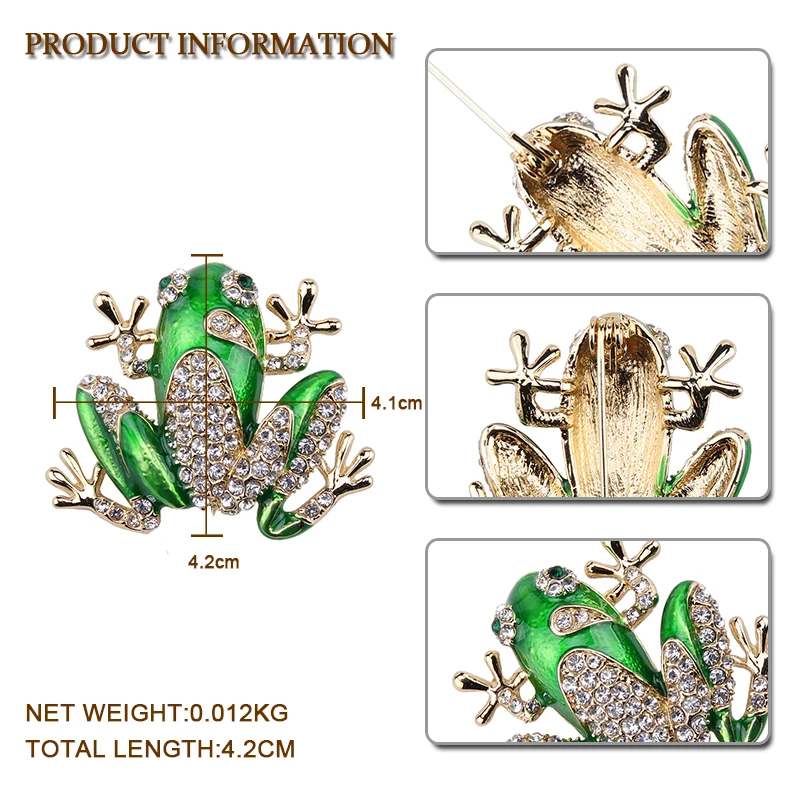 Лучшие женские Роскошные блестящие стразы зеленые Броши Лягушка ювелирные