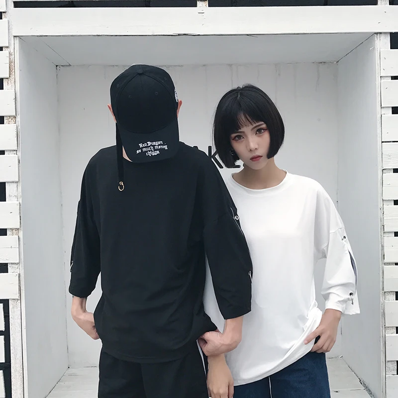 Летняя футболка женская с длинным рукавом Harajuku Повседневная футболка корейский стиль Ulzzang уличная футболка размера плюс женская одежда 50G0026