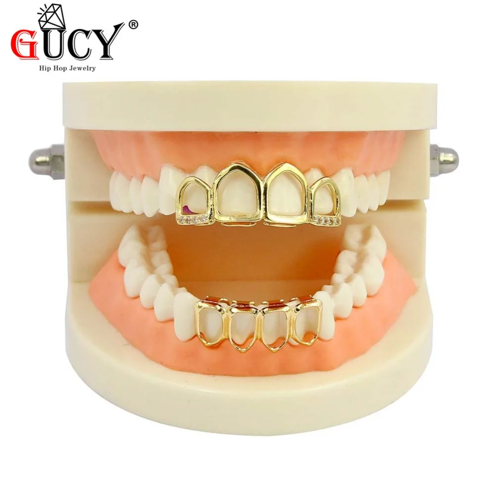 GUCY в стиле хип хоп декоративные Зубные коронки комплект ювелирных изделий золото