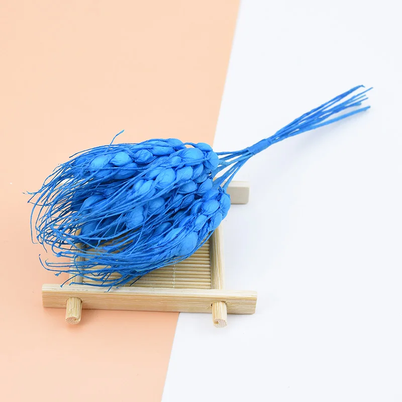blue 10 шт./набор, имитация пшеничных декоративных цветов, венки, помпон, сделай сам, гирлянда, Рождественский Декор для дома, свадьбы, искусственные растения - Цвет: blue