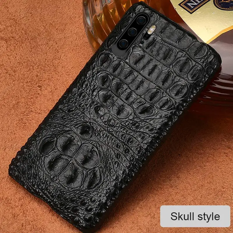 skull style LANGSIDI Роскошный чехол под крокодиловую кожу для huawei P30 P20 lite pro, настоящий кожаный чехол для телефона, задняя крышка для honor 20 20pro 8x - Цвет: skull style