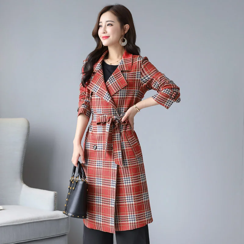 Женский замшевый тренчкот Новинка осени 2018 Модный облегающий двубортный