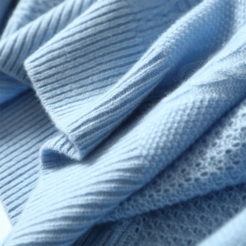 New O Neck Pink Knitted Sweater Women 100% Cashmere Jumper Female Autumn Long Sleeve Plus Size Hollow Out Tops | Женская одежда