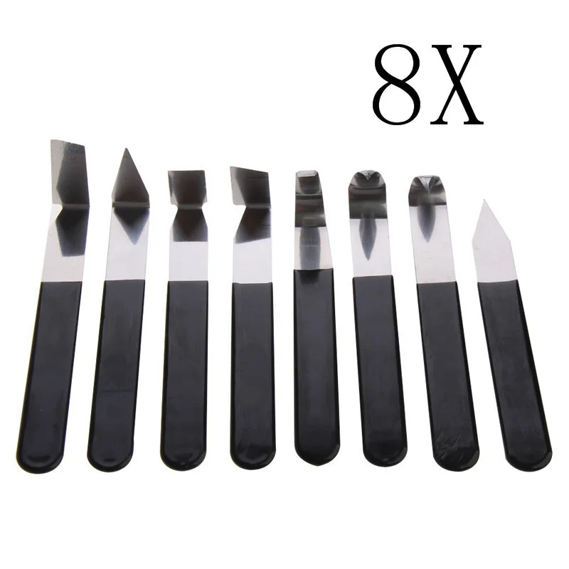

8Pcs Stainless Steel Folk Art Sculptures Pottery Clay Sculpture Tool Carving With Rubber Handle