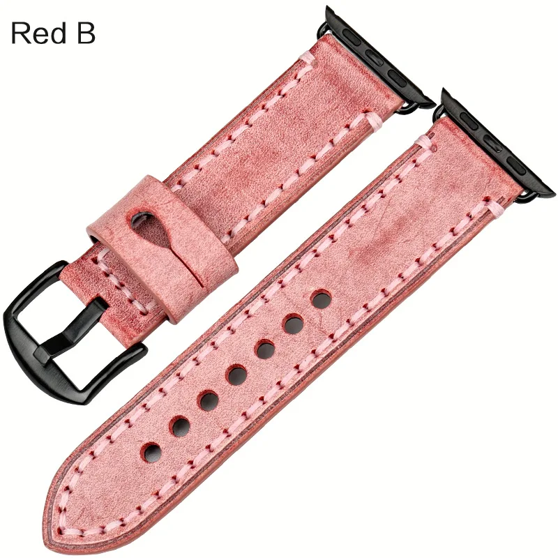 Ремешок для часов MAIKES из натуральной кожи для Apple Watch, ремешок 44 мм, 40 мм, 42 мм, 38 мм, серия 4, 3, 2, 1, iWatch, ремешок для часов, браслет для часов - Цвет ремешка: Red B