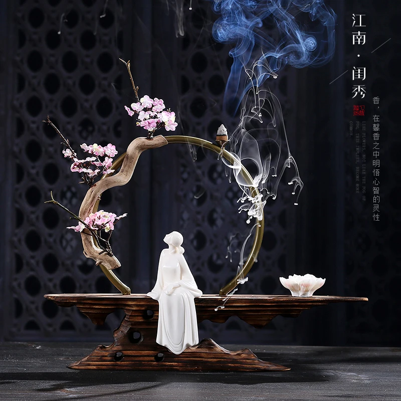 Zen Lucky курильница для благовоний выветренная древесина искусственные растения