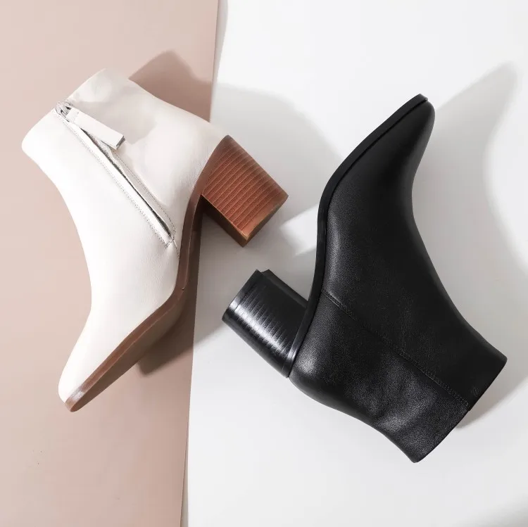 MLJUESE/женские ботильоны из коровьей кожи с квадратным носком на молнии зимние