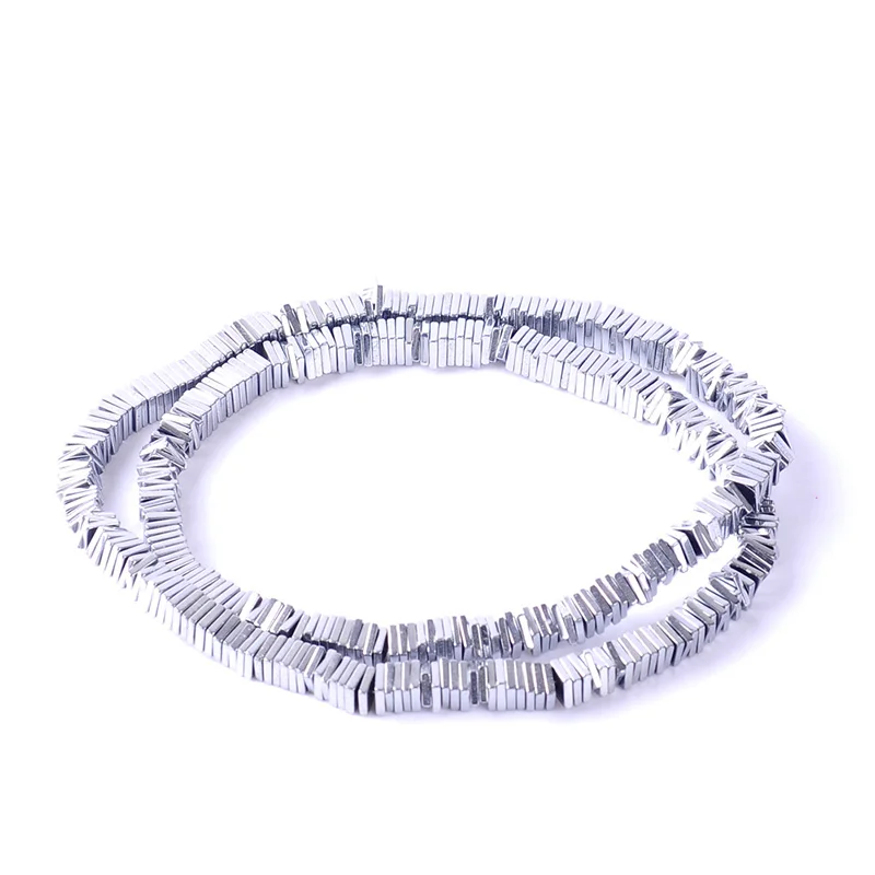 Silver 7 цветов, бусины из натурального камня, гематит, яркая квадратная форма, свободные бусины для самостоятельного изготовления ожерелья, браслета, ювелирных изделий, аксессуары - Цвет: Silver