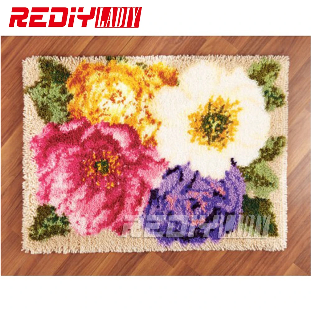 Ковер сделай сам разноцветное одеяло с пионами пристёгивающийся крючок ковер 3D