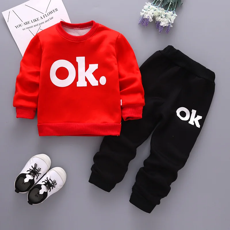 Boys Hoodies Sets 2018 New and Girls Thermal Winter Suits Kids Plus Velvet Thick Toddler Clothing |