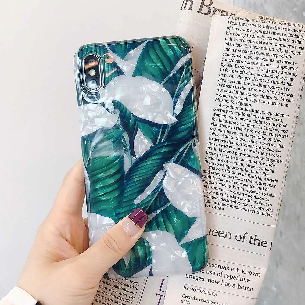 Чехол для телефона Boucho iphone XS MAX X XR Модный узор в виде раковины банановых листьев