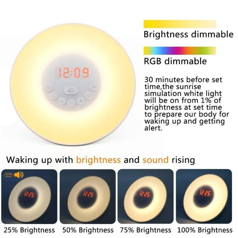 Светильник для пробуждения будильник восхода солнца ночник прикроватная лампа с
