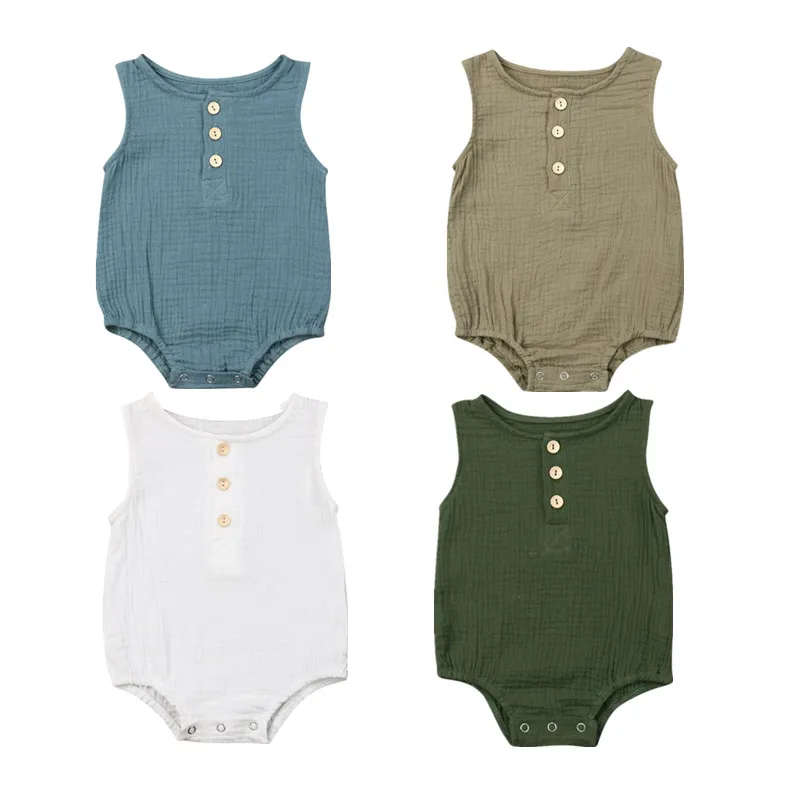 Хлопковый комбинезон без рукавов для новорожденных девочек одежда топы От 0 до 2