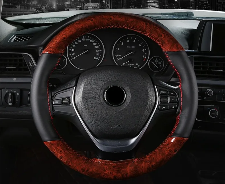 

Чехол на руль автомобиля, трехсекционный руль, деревянная кожаная оплетка с игольной нитью для Mercedes Benz 95-99 W210 Chrysler и т. д.