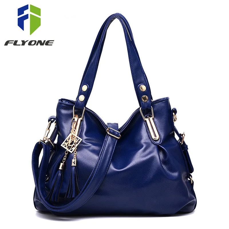 Женские сумки через плечо FLYONE кожаные с кисточками вечерние верхней ручкой