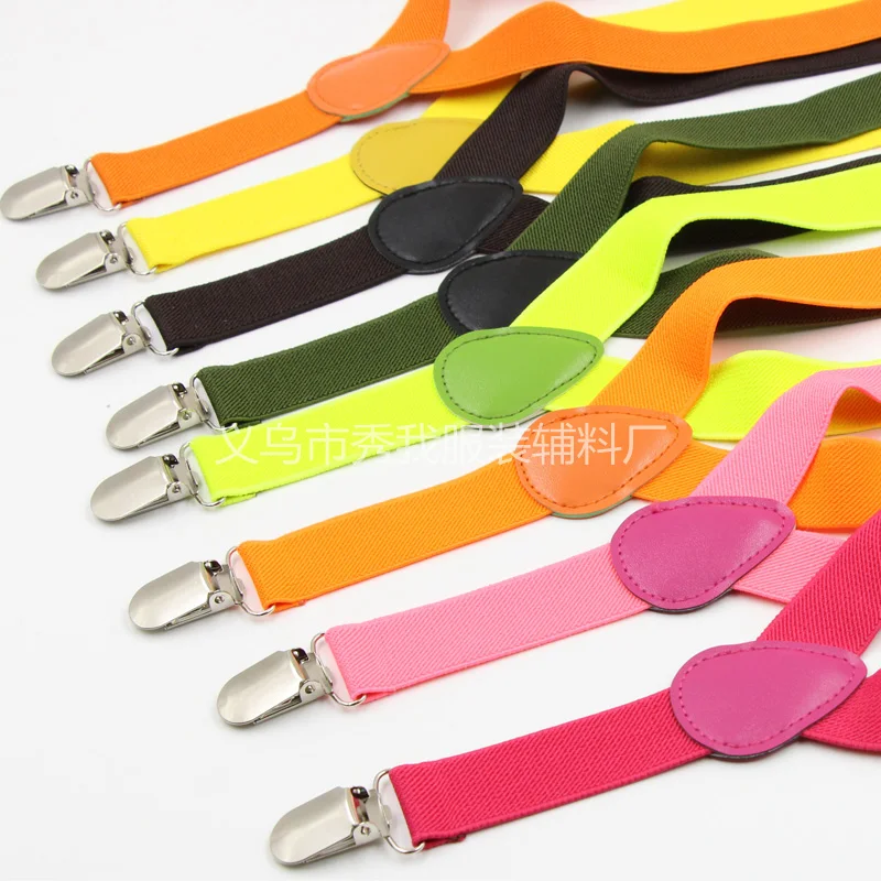 Candy Colors Kids Suspenders Adjustable Y-back Braces Clip-on Elastic Suspender Children Belt Baby Straps 100PCS | Аксессуары для