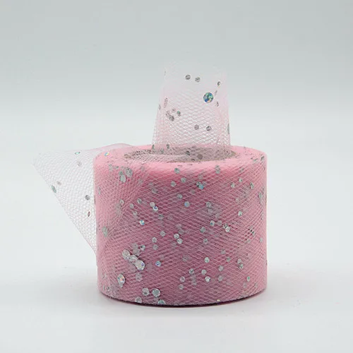 C08 Pink Блестящие Блестки 5 см 25 ярдов тюль рулон катушки пачка Свадебная отделка органзы Тюль Ткань Baby Shower вечерние украшения для девочек - Цвет: C08 Pink