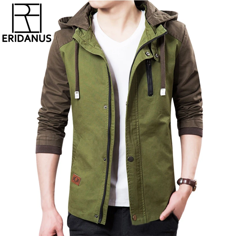 Брендовая куртка Для мужчин Мода 2017 г. мужской Куртки молнии Военная Униформа