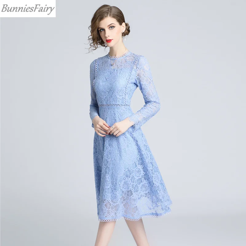 BunniesFairy 2019 весенние женские знаменитости сладкий элегантный голубой свежий