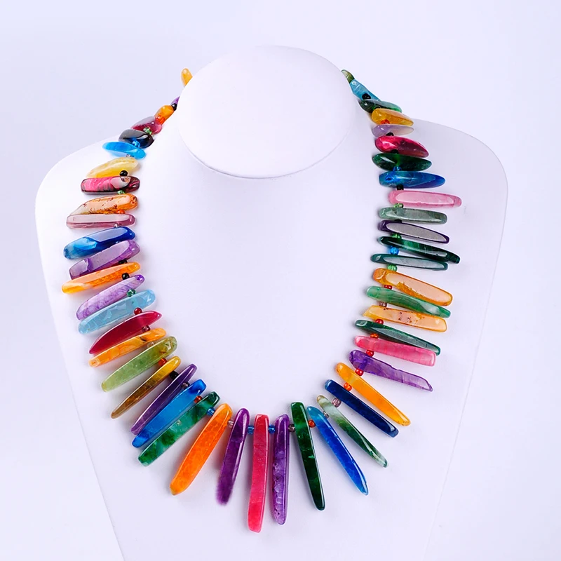 Новое модное разноцветное ожерелье из натурального камня в форме полоски