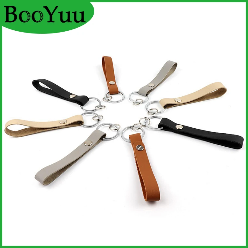 BooYuu Classic black Top Layer Leather+ Alloy Fashion keychains Cars Key Ring keychain holdefor keys Accessories Freeshipping | Автомобили