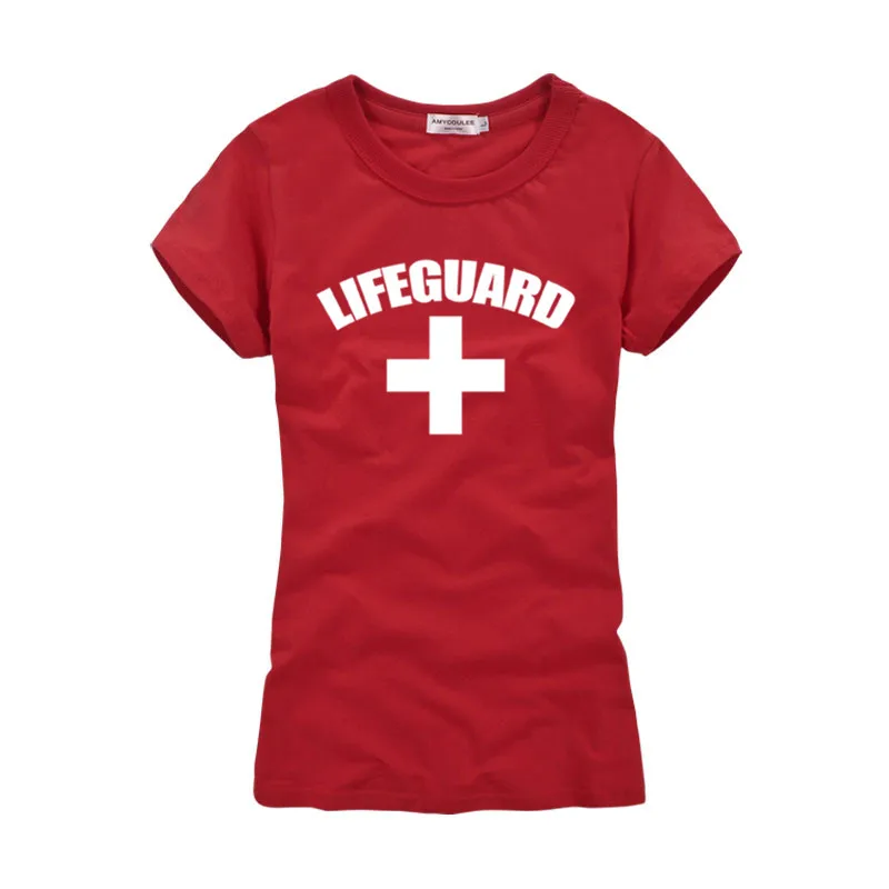 Брендовая женская одежда Повседневный стиль Lifeguard и крест дизайн короткий рукав