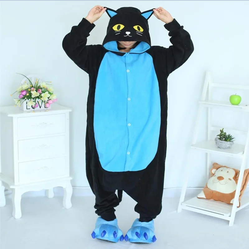 

Kigurumi Midnight Cat Onesies Black Cat Pajamas Unisex Adult Pajamas Cosplay Costume Animal Sleepwear Men women Hooded