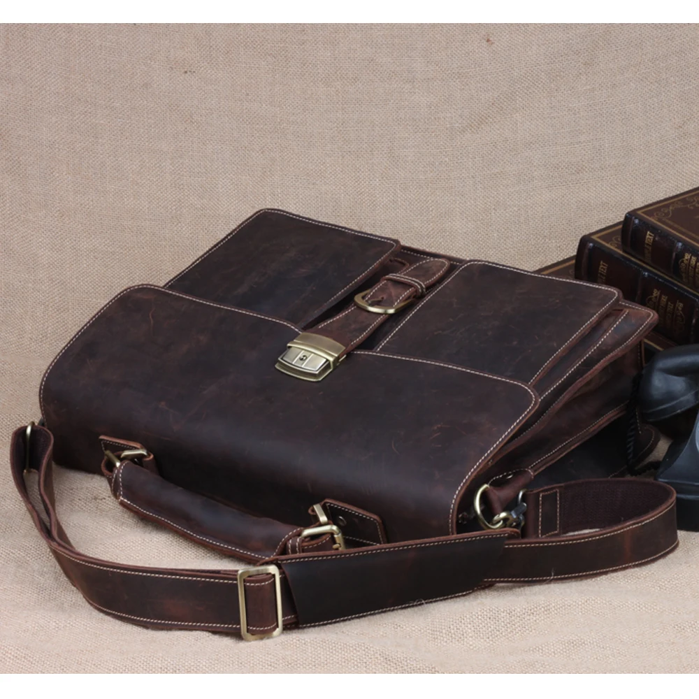 Мужской портфель из натуральной кожи Tiding 15 дюймов сумка для ноутбука бизнеса и