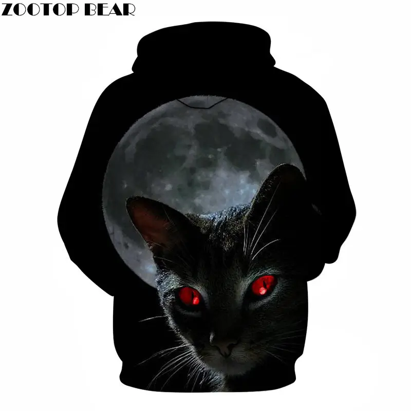 Толстовки с 3D принтом Red Eye Cat Мужская и Женская толстовка капюшоном спортивные