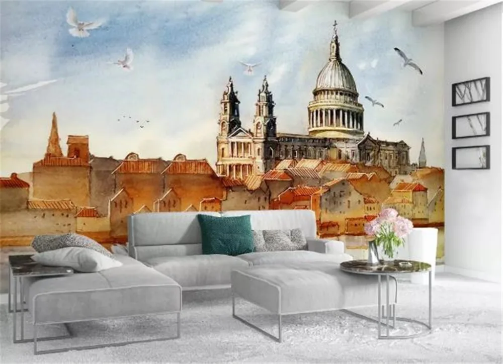 Пользовательские фото 3d обои в европейском стиле ручная роспись чернила древняя