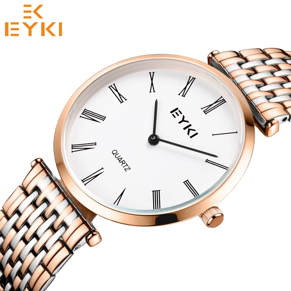EYKI моды влюбленных часы кварцевые Водонепроницаемый Нержавеющая сталь Дамы