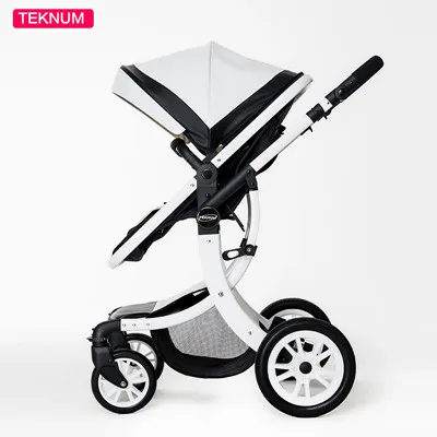 white Детская коляска Teknum 2 в 1 с высоким ландшафтом X, детская коляска для новорожденных, 6 детских колясок, бесплатный подарок,, для детей 0-3 лет, кожаная детская коляска - Цвет: white