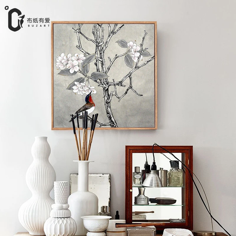 Пион и слива традиционная китайская чернильная живопись декор домашняя