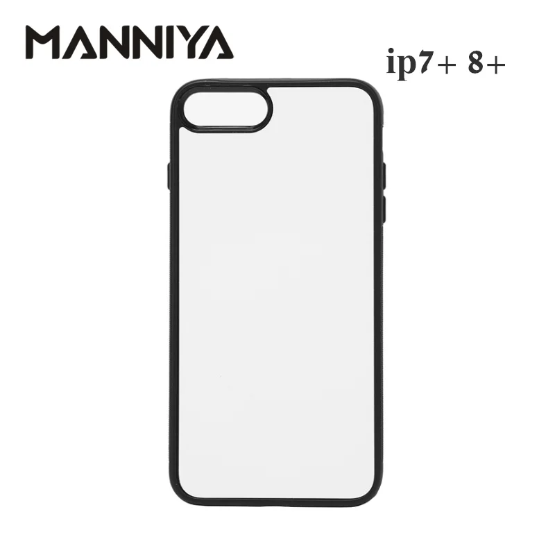 

MANNIYA 2D сублимационный чистый резиновый чехол для телефона iphone 7 plus 8 plus с алюминиевыми вставками и клеем Бесплатная доставка! 100 шт./лот