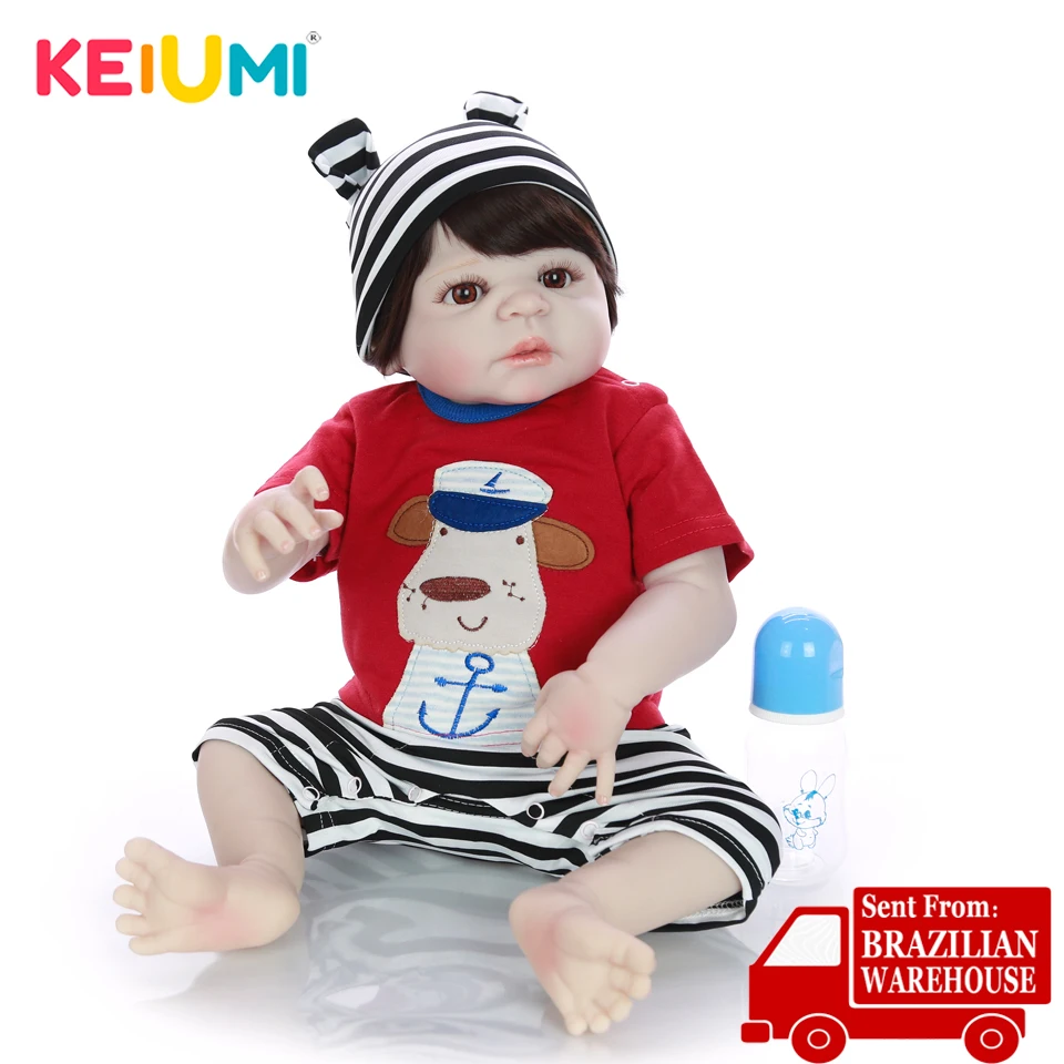 

KEIUMI 23Inch Reborn Baby Doll Lifelike Newborn Full Body Vinyl Silicone Reborn Baby Boy Adorable Children Birthday Gift Toys
