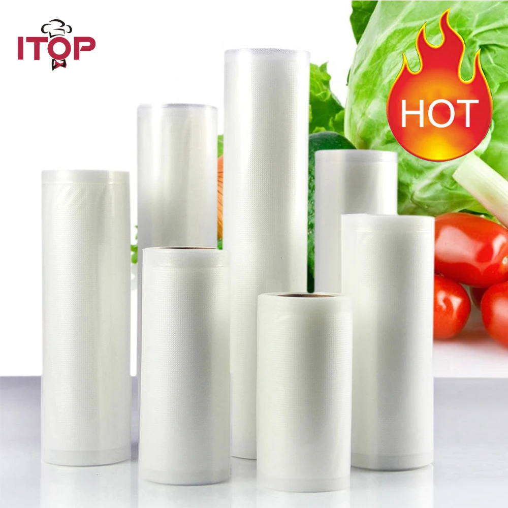 ITOP высококачественные вакуумные упаковочные пакеты для вакуумного упаковщика, сумка для хранения продуктов 20*500 см, упаковочные пакеты, 2/5 рулонов для хранения пищевых продуктов