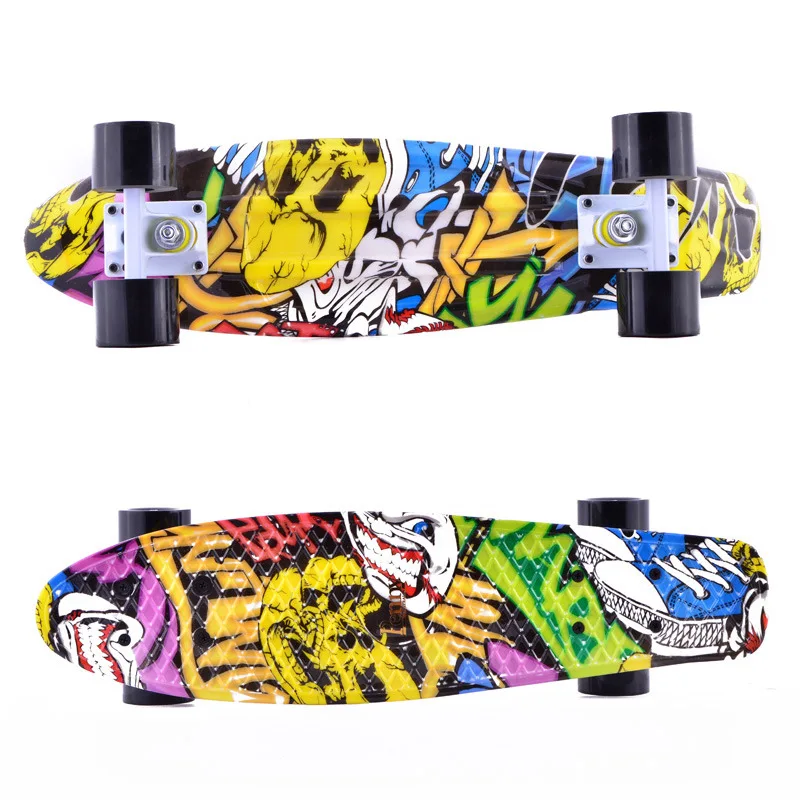 Скейтборд с рисунком рыбы 22 дюйма скейтборд пастельного цвета банана мини