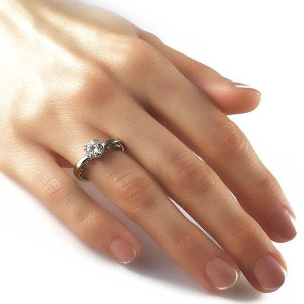 Горячая Мода женщин в форме сердца циркон инкрустированные 4 когти палец кольцо