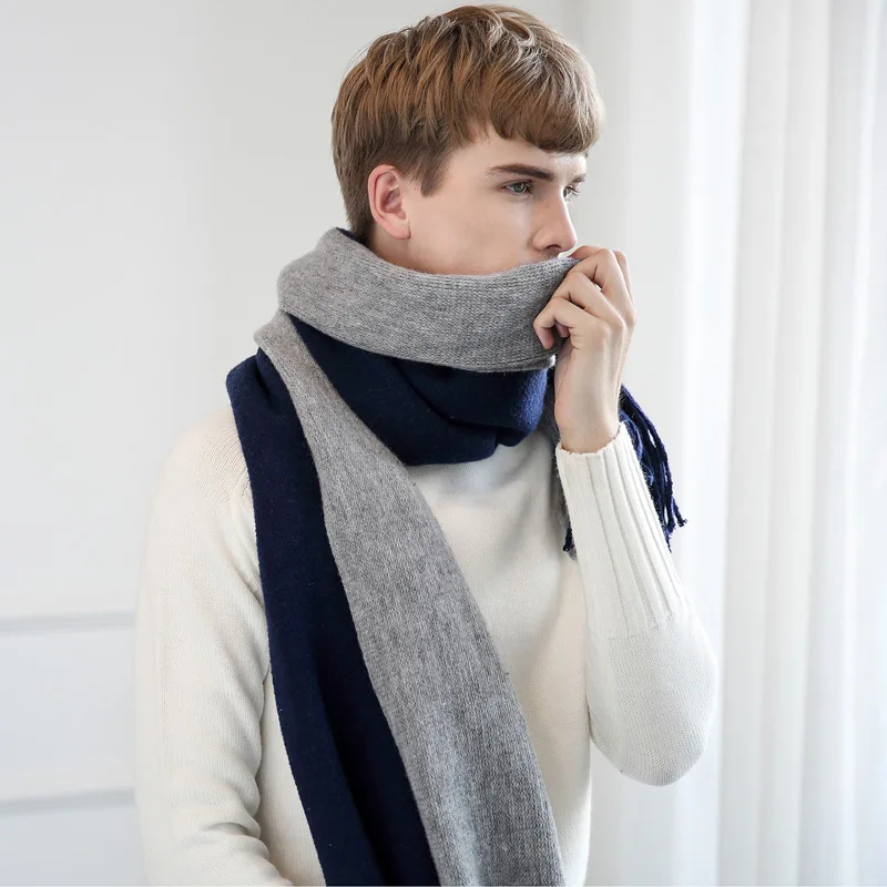 Vertical Splicing Cashmere Insulation Couples Long Scarf Simple Joker Fashion Tassel Hot Men And Women Are Appropriate | Аксессуары для