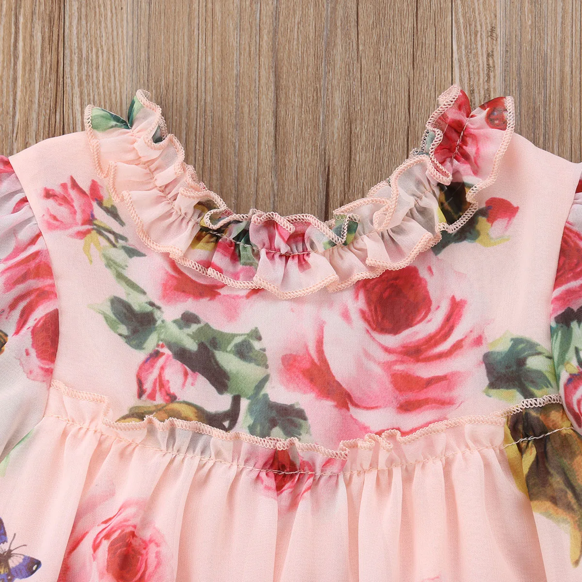 2018 Brand New Princess Party Toddler Baby Girls Dress Chiffon Floral Print Ruffles Knee-Length A-Line Holiday 6M-5Y | Детская одежда и