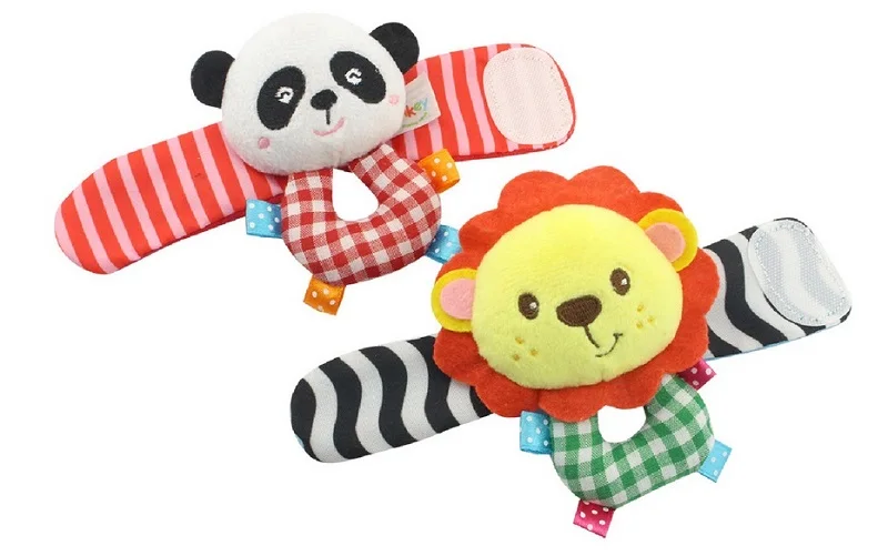 panda lion band Счастливый обезьяна 2 шт./пара животных носки детские погремушки игрушки колокольчики для кроватки для новорожденных Brinquedos Do Bebe; KF052 - Цвет: panda lion band