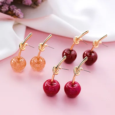 Мода 2018 г. творческий прекрасный Cherry Романтический Милый Серьги в виде узла для