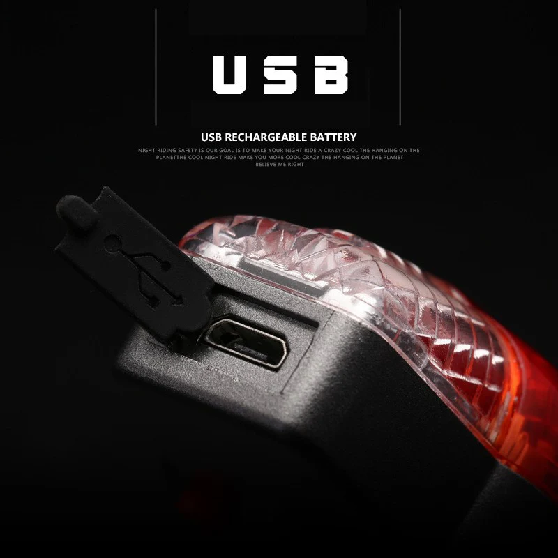 Светодиодный задний фонарь для велосипеда перезаряжаемый через USB ультра яркий