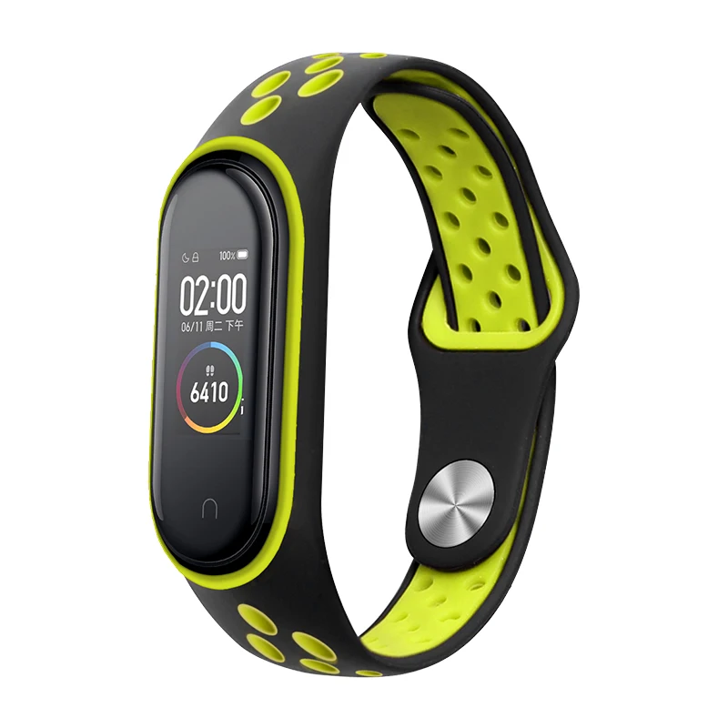 Black green Силиконовый браслет для сяоми ми бэнд 4 нфк Запасной браслет Mi band 3 аксессуары Двухцветный регулируемый размер mi band 4 ремень - Цвет ремешка: Black green