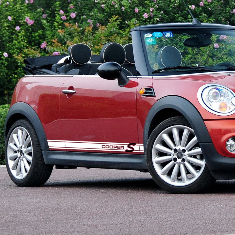 Car Side Skirt Sill Racing stripe Sticker and Decal for BMW MINI Cooper r56 r57 r58 r60 r61 f56 r50 r53 r52 f55 Styling |