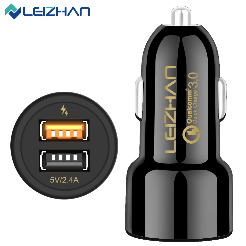 LEIZHAN 2 USB Автомобильное зарядное устройство 3 0 для телефона iphone Samsung Galaxy и других