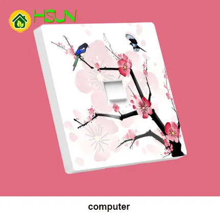 Computer Тип 86 арт переключатель гнездо 1 2 3 4 банда 1 2 way wintersweet Цветок Птица ividuality креативная декоративная панель ТВ компьютерная розетка - Цвет: Computer