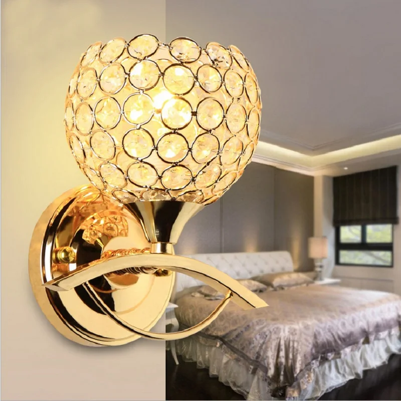 Светодиодный хрустальный настенный светильник бра с абажуром для гостиной