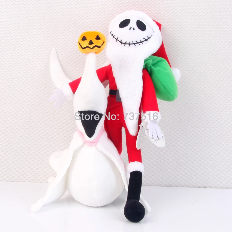 Set Of 2Pcs New The Nightmare Before Christmas Zero 8'' Jack Skellington's ghost dog &amp 12'' Edition Plush Stuffed Toys |