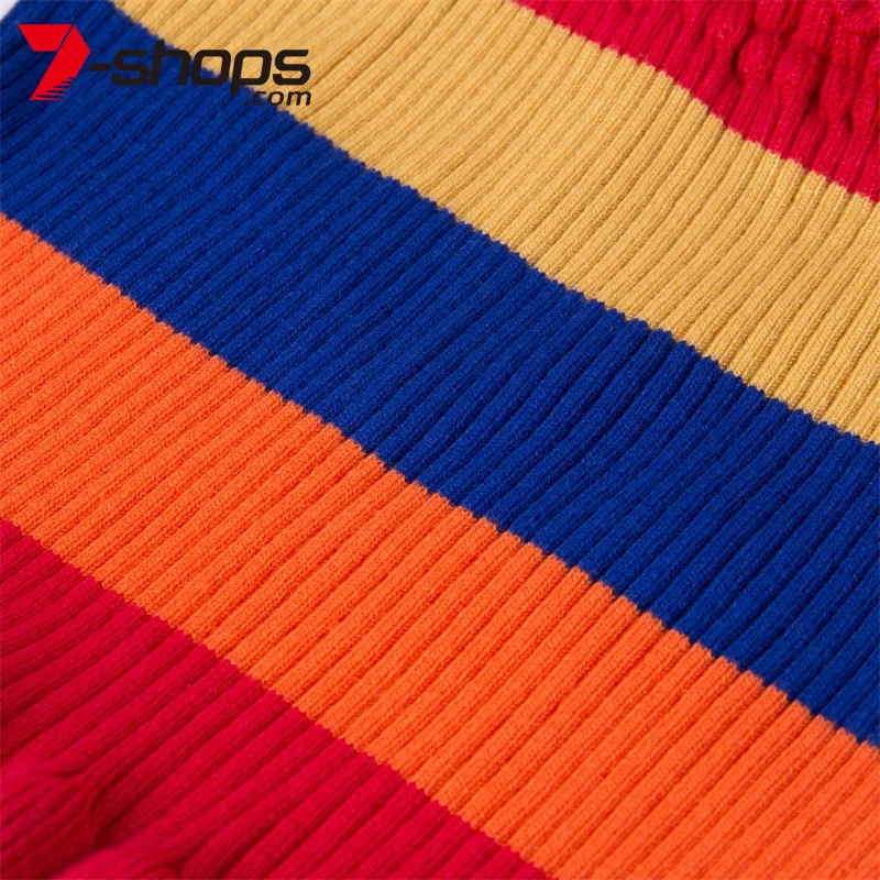 AECU Радужный женский свитер с открытыми плечами укороченный топ сексуальный